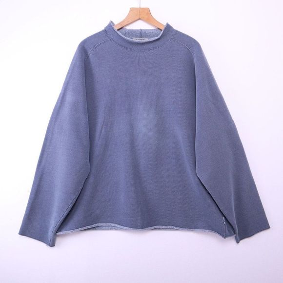 J. Crew High Neck Dusty Blue Fleece Sweatshirt - Picture 1 of 5